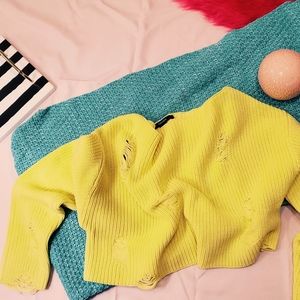 [NWT] Bright Citron Yellow Cropped Sweater